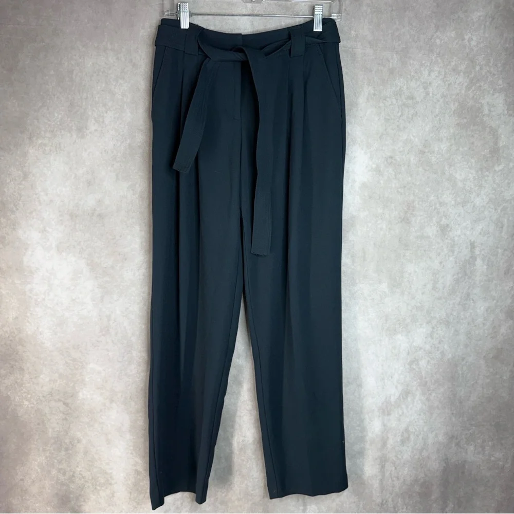 Maeve‎ High Rise Tailored Pleated Belted Trousers In Navy Blue Women's Size 0